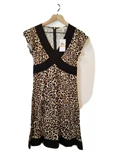 MICHAEL KORS Womens Beige Unlined Flutter Sleeve Fit + Flare Dress S - Picture 1 of 9