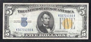 fr. 2307 1934-A 5 $ FÜNF DOLLAR "NORDAFRIKA" SILBER ZERTIFIKAT SEHR SCHÖN - Bild 1 von 2