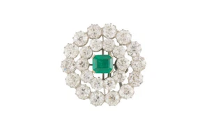 Brilliant Cut Emerald & Cubic Zirconia In 925 Silver Women's Fashion Brooch Pin - Picture 1 of 4