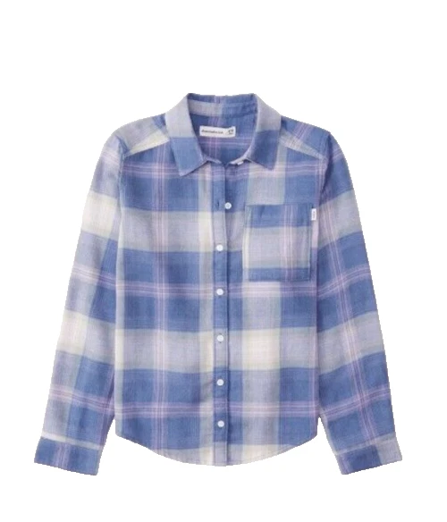 ABERCROMBIE & FITCH  Plaid L/S Shirt - Blue/White NWT Girls 11/12 - Image 1 of 1