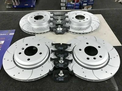 FOR BMW 135i 3.0 E88 E82 FRONT REAR DRILLED GROOVED BRAKE DISCS & BRAKE PADS SET - Image 1 of 2