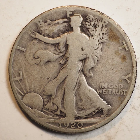 1920 D WALKING LIBERTY SILVER HALF DOLLAR - FREE SHIPPING! A3788 Cover