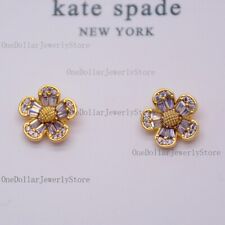NWT Gold purple CZ Cute Small Flowers Pierced post stud Earrings elegant jewelry