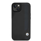 BMW iPhone 15 14 13 Hülle Case Cover Blue Dots Perforated Genuine Leather Black