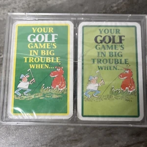 Bridge Playing Cards 2 Decks - GOLF GAME TROUBLE Novelty - BELGIUM - Unopened - Picture 1 of 6