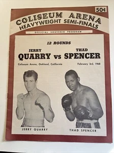 1968 Jerry Quarry Vs Thad Spencer Heavyweight Fight Program + Ticket, Oakland - Picture 1 of 6