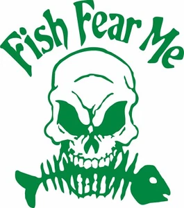 Fish Fear Me Skull Bone Fish Skeleton Car Boat Truck Window Vinyl Decal Sticker - Picture 1 of 2