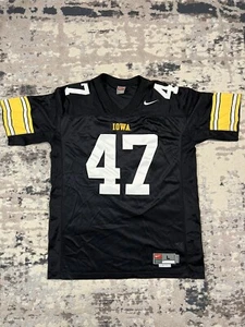NIKE TEAM Mens #47 Iowa Hawkeyes Black Football Jersey Size Large Length +2 - Picture 1 of 15