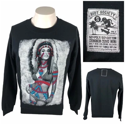 Riot Society Hombres Pequeña Sudadera India Nativa Bikini Niña Negro Algodón Usada en Excelente Condición Foto 1 de 4