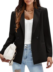 Women'S Business Casual Blazers Lightweight Long Sleeve Knit Lapel Loose Fit Wor - Picture 1 of 5
