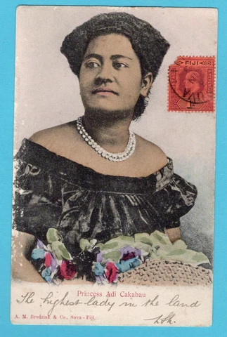 FIJI PPC "Princess Adi Cakabau" 1905 Suva to  Wellington, New Zealand Cover