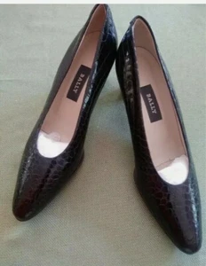 Bally pumps Napa Flex leather Dark brown Croc Embossed Patent Heels Size 8M - Picture 1 of 11