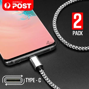 2x USB-C Data Fast Charge Cable For Samsung S21 S20 Ultra S10 5G A53 A52 A32 A22 - Picture 1 of 1