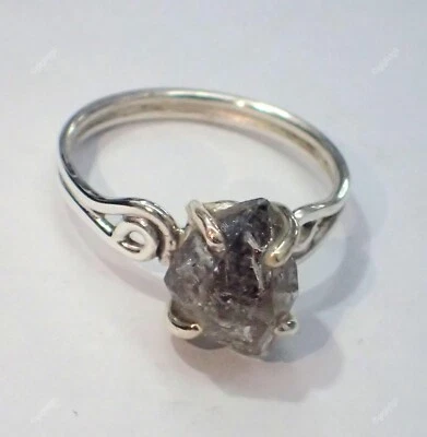 Anello speciale natalizio fascia cristallo naturale Herkimer misura 7 argento 925 da donna - Immagine 1 di 4