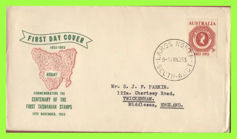 Australia 1953 First Tasmanian Stamps issue First Day Cover Cover