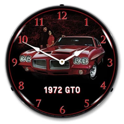14" Lexan Bubble 1972 Pontiac GTO Red Backlit Clock GM23051443 - Image 1 of 4