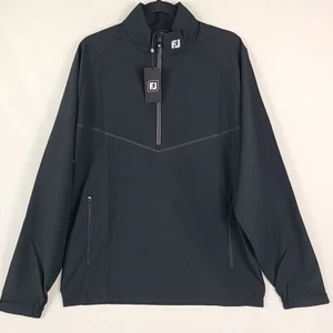 NWT FootJoy Men's Tour Collar Zephyr Long Sleeve Golf Windshirt Black Sz M - Picture 1 of 6