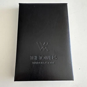 The Towers Waldorf Astoria Black Textured Leather Like Notepad And Pen Holder - Picture 1 of 16