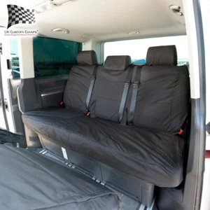 VW TRANSPORTER T6/T6.1 CARAVELLE 3RD ROW REAR BENCH SEAT COVERS 2015 ONWARDS 343 - Picture 1 of 7