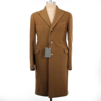 Abrigo Largo Boglioli Nuevo con Etiquetas Lana/Nylon Talla 46R EE. UU. XS en Camel Sólido/Marrón Claro Foto 1 de 4