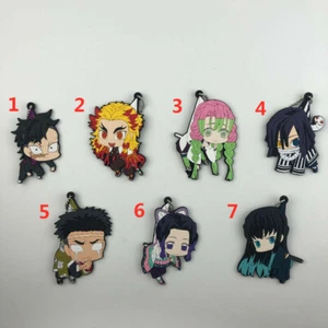 Anime Demon Slayer Kimetsu no Yaiba rubber Keychain Key Ring Race Straps cosplay - Picture 1 of 8