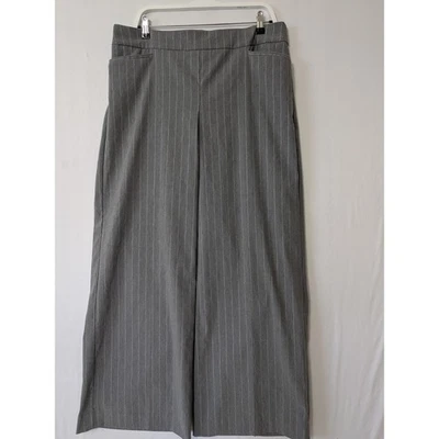 Calça Chico's Brigitte perna larga tamanho 2.5R 14R cinza cintilante listra de giz tão emagrecedora - Imagem 1 de 4
