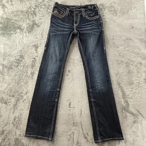 Cowgirl Tuff No Limits Bootcut Jeans 27x33 Dark Stretch Denim Thick Stitch - Picture 1 of 10