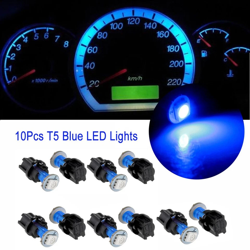 10PCS PC74 T5 Car Instrument Light Bulbs Panel Dash 5050 LED Twist Socket Lamps - Image 1 of 4