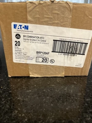 EATON Box of 20 PCS , 20 AMP, Single Pole - BR AFCI Breaker BRP120AF Plug on Neutral
