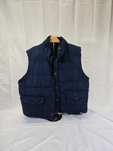 St John's Bay Men’s Size XXL Puffer Vest Navy Full Zip Pockets Plaid Lining Warm - Picture 1 of 11