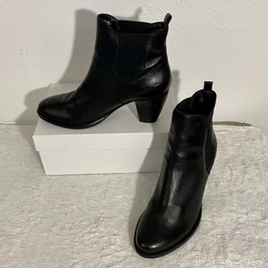 Steve Madden Wassup Black Leather Ankle Boots Women’s Size 10 - Picture 1 of 11