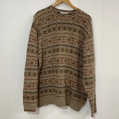 Suéter Kinross Cashmere Para Hombres Grande Marrón Multi Cuello Redondo Manga Larga Pullover Foto 1 de 4