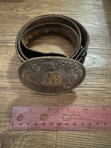 Sterling Silver Plated Initial Letter A Montana Silversmiths Belt Buckle Western - Picture 1 of 15