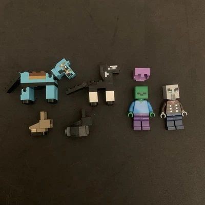 Lego Minecraft Lote Diamante Armadura Caballo, Bebé, Conejo Negro Conejo Zombie Aldeano Foto 1 de 2