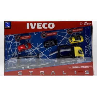 IVECO STRALIS TWIN CAR CARRIER + 3 FIAT 1:43 - Immagine 1 di 2