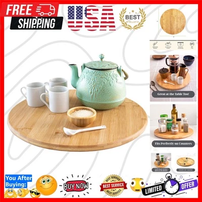 Lazy Susan Organizer for Cabinet, Pantry or Tabletop – 14" Bamboo Turntable f... - Image 1 of 4