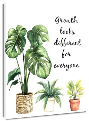 Inspirational Spring Green Botanical Canvas Wall Art for Bathroom Living Room - Image 1 of 4