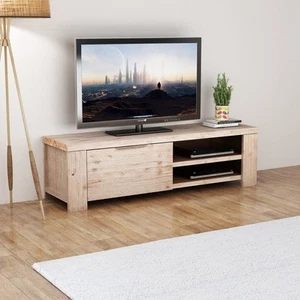 Solid Brushed Acacia Wood TV Cabinet Stand Entertainment Unit Furniture vidaXL - Picture 1 of 7