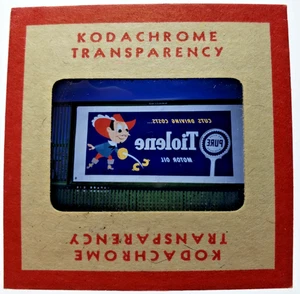Kodachrome Red Border Slide | *1949* TIOLENE PURE MOTOR OIL Plakatschild Werbung - Bild 1 von 3