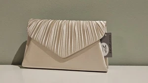 NEW Jessica McClintock Ivory Evening Purse Satin Bag Clutch & Shoulder Strap - Picture 1 of 12