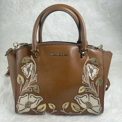 Michael Kors Flower Motif 2way Shoulder Bag Brown - Image 1 of 4