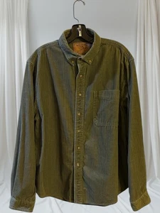 Reel Legends Corduroy Green Olive Long Sleeve 100% Cotton Men Shirt Large - Picture 1 of 6