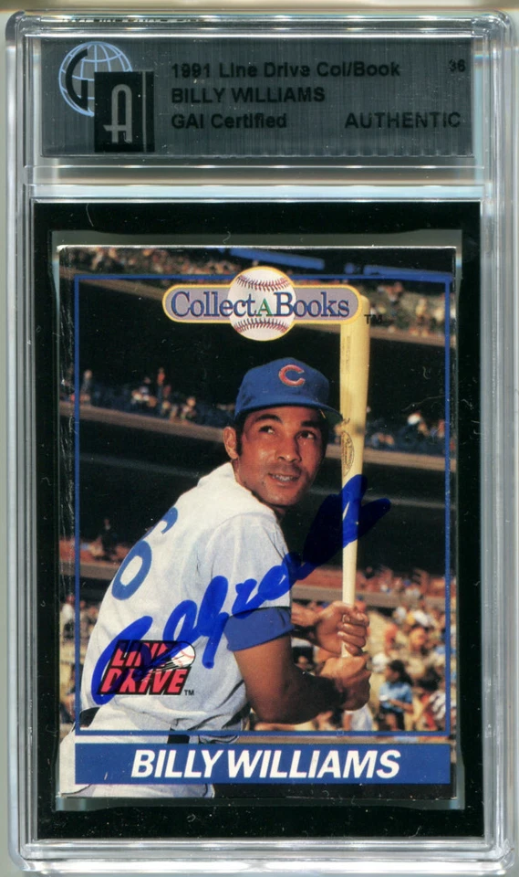 1991 Line Drive Collect A Books BILLY WILLIAMS Signed Card GAI Slabbed Auto HOF - Image 1 of 1