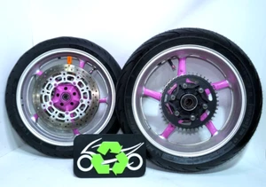 PINK! 08-16 YAMAHA YZF R6 FRONT REAR WHEEL RIM SET PAIR TIRES Rotor STRAIGHT OEM - Picture 1 of 19