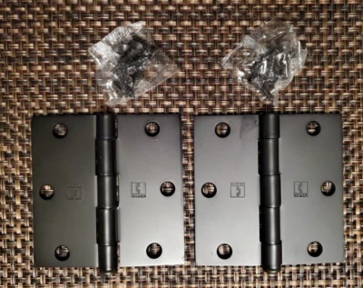 50 Count Pack Hager Black Door Hinges 1741 3.5" x 3.5" US10R P Square Corner - Image 1 of 3