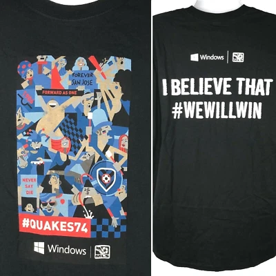 San Jose Earthquakes Quakes Microsoft Mens T-Shirt size XL  SGA MLS Soccer Win - Image 1 of 4