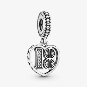 New 100% Genuine Authentic Pandora Silver 18th Celebration Dangle Charm 797262CZ - Picture 1 of 7