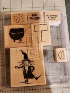 RARE Stampin Up Rubber Stamp Part-set Haunting Detail. Brew-Pot Witch . - Imagen 1 de 3