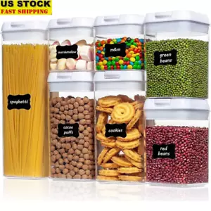 Airtight Food Storage Containers 7 Pieces BPA Free Kitchen Organizer Labels New - Picture 1 of 7