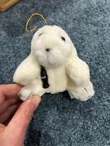 Plush White Coke Polar bear ornament 1996 Red Ear Muffs   - Picture 1 of 2